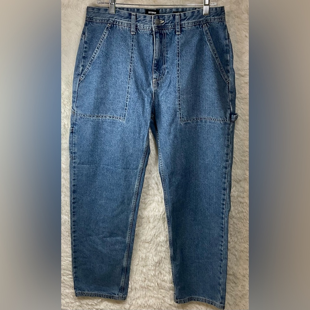 H&M DENIM BLUE CARPENTER BAGGY JEANS SIZE  32x30